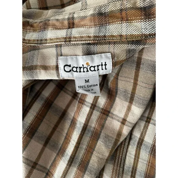 Carhartt Button Up Work Shirt Mens Medium Thick Heavy Cotton - Picture 3 of 9